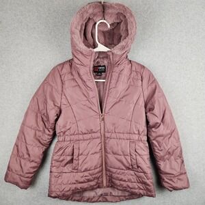 Swiss Alps Kids M 8/10 Quilted Puffer Jacket Dusty Rose Sherpa Lined